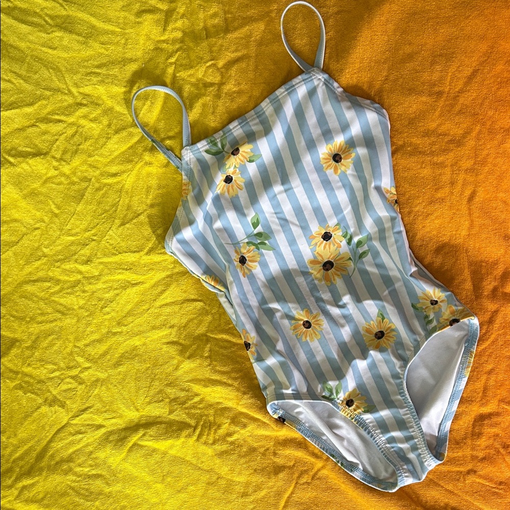 Old Navy Blue and White Striped Swimsuit